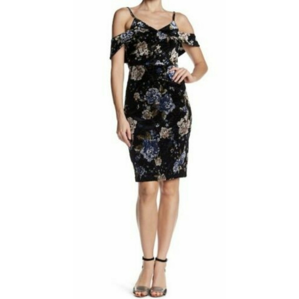 new Vanity Room Velvet Cold Shoulder Chic Dress Medium